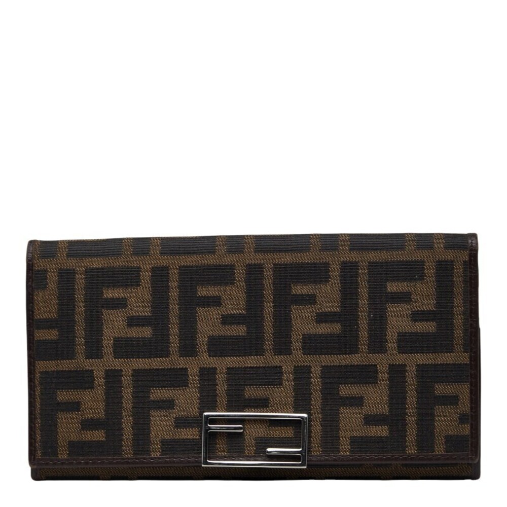 Fendi Zucca Long Wallet Brown Canvas Leather